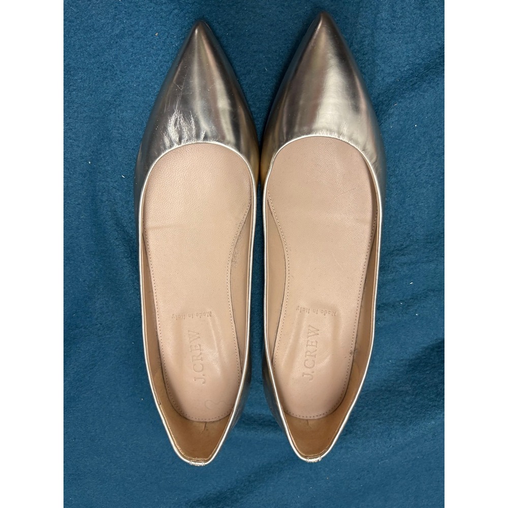 J.Crew Gold Metallic Leather Pointed Toe Flats Made in Italy Womens Size 7.5
